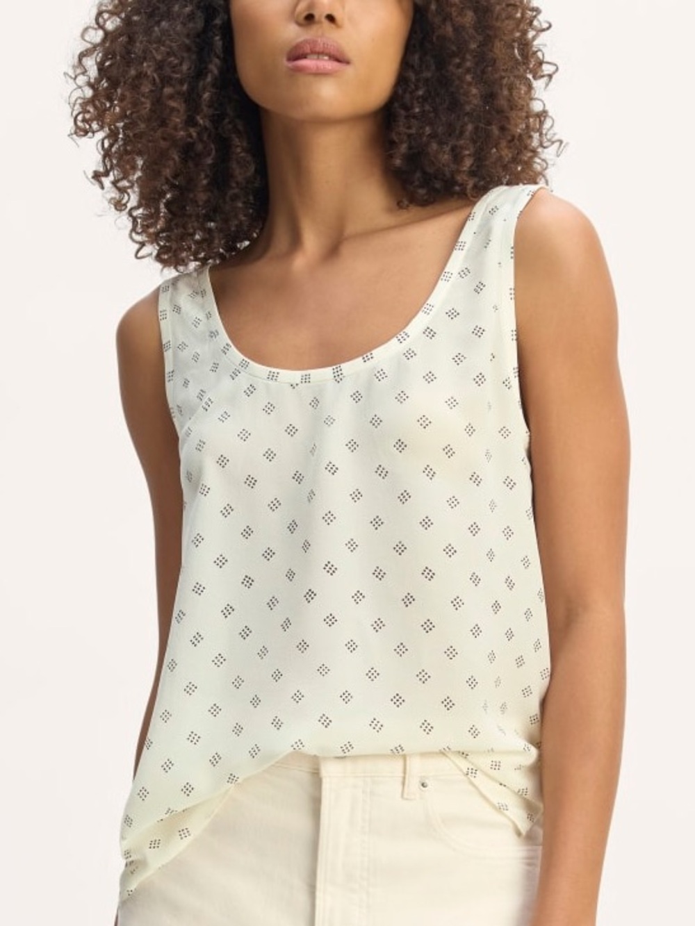 100% SILK Everlane Sleeveless Cream Scoop Neck Top
